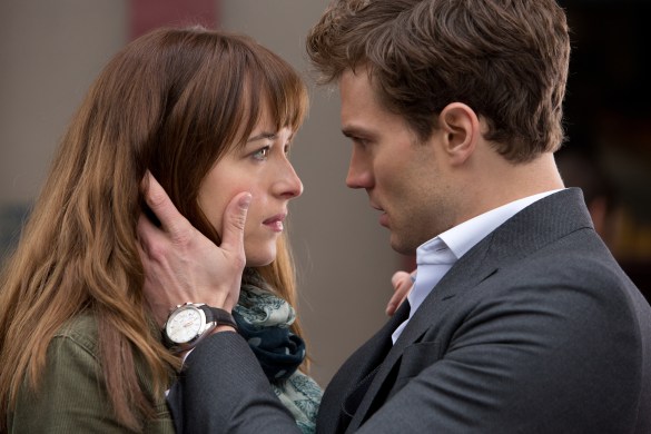 To alleviate the boredom between takes (and the boredom of the screenplay), DAKOTA JOHNSON and JAMIE DORNAN have a staring contest to stoke their actorly fires.