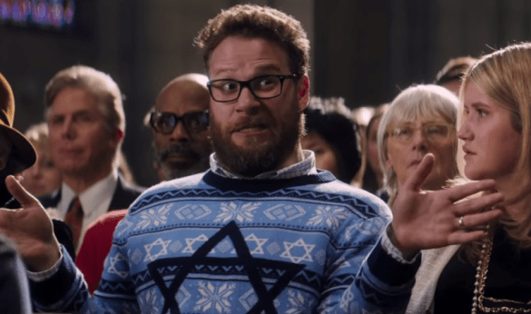 Seth Rogen and Jillian Bell in THE NIGHT BEFORE