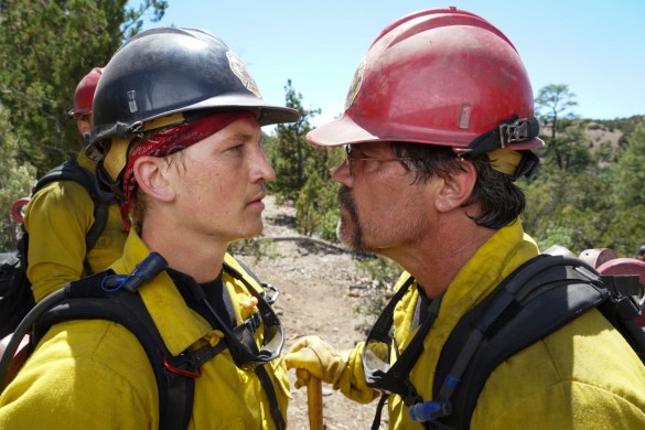 "Supe" Eric Marsh (Josh Brolin) berates Brendan McDonough (Miles Teller) during training in Prescott National Forest in Columbia Pictures' ONLY THE BRAVE, THE TRUE STORY OF THE GRANITE MOUNTAIN HOTSHOTS.