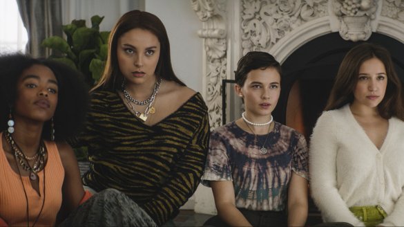 Lovie Simone, Zoey Luna, Cailee Spaeny, and Gideon Adlon in Zoe Lister-Jones' The Craft: Legacy